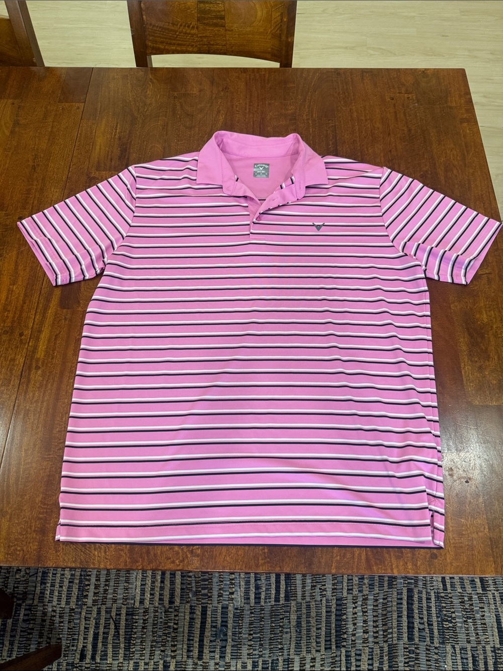 Callaway Pink Striped Short-Sleeve Polo Golf Shirt